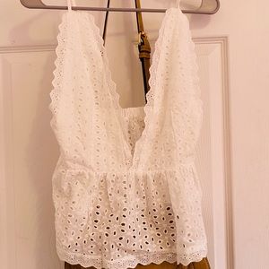 SHEIN White Eyelet Top Size L